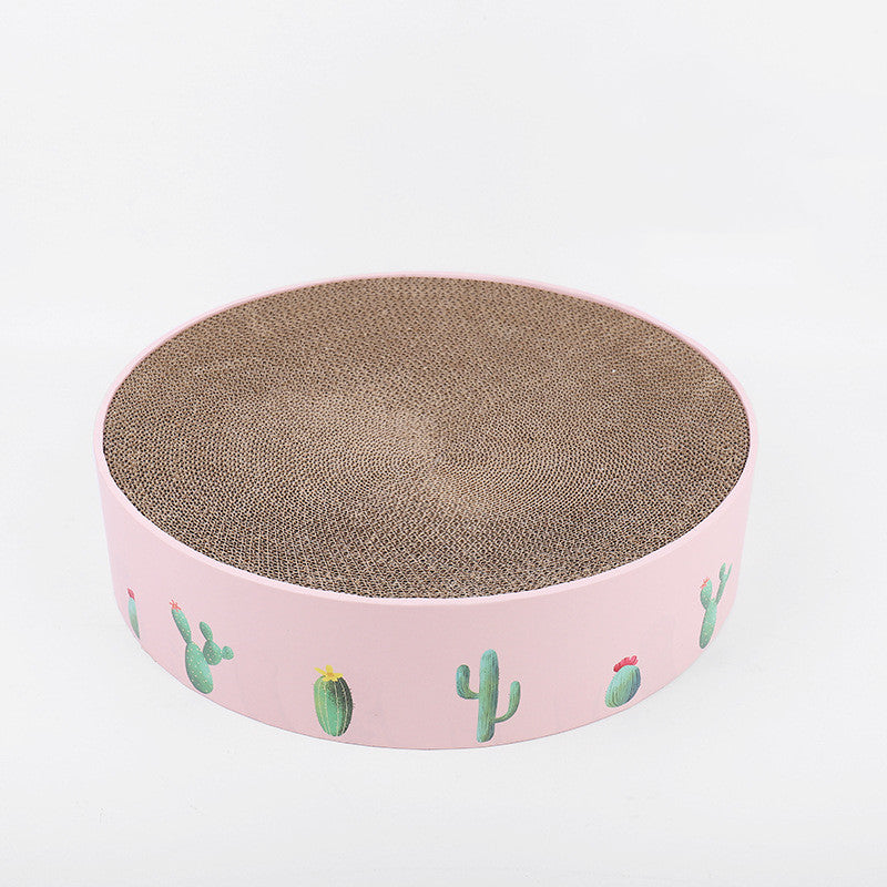 Cat scratch lounge — curved cardboard texture close-up