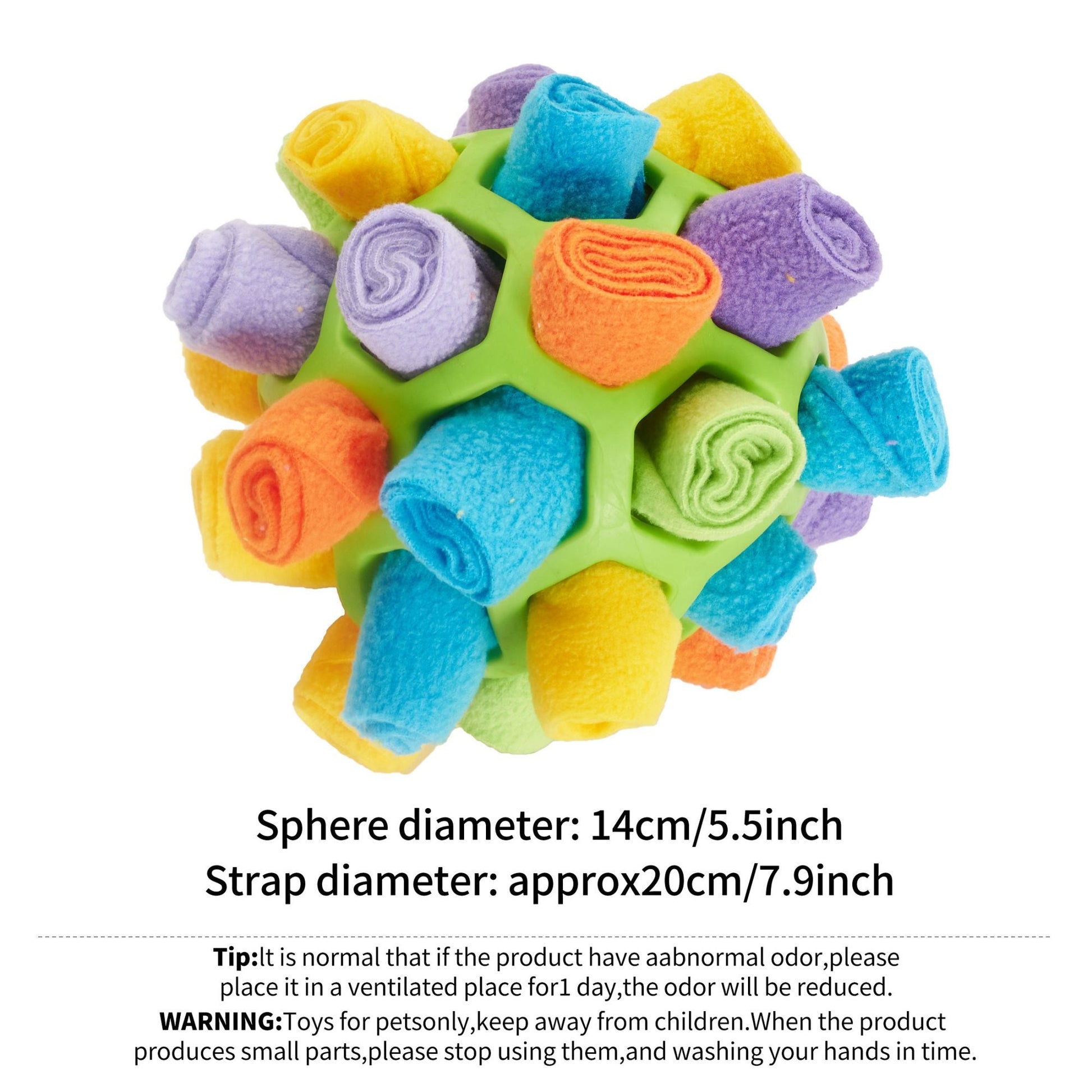 Dog sniff ball toy — flat and folded view