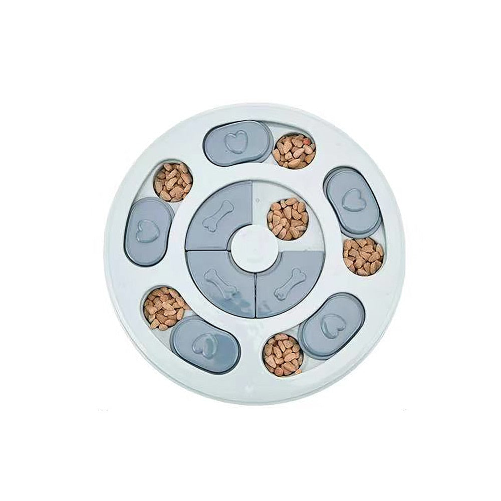 Dog enrichment feeding toy — lifestyle with happy dog