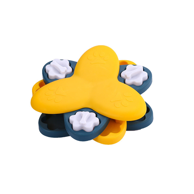 Dog eating from slow feeder puzzle bowl