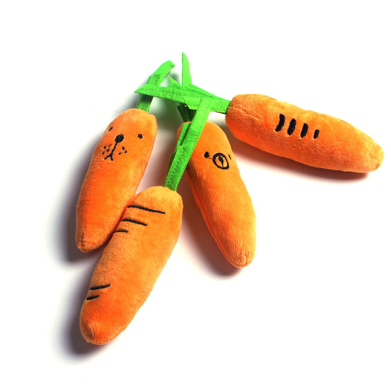 Plush carrot dental chew toy for dogs