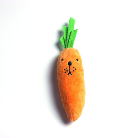 Dog dental chew toy — plush carrot shape, cleans teeth while playing