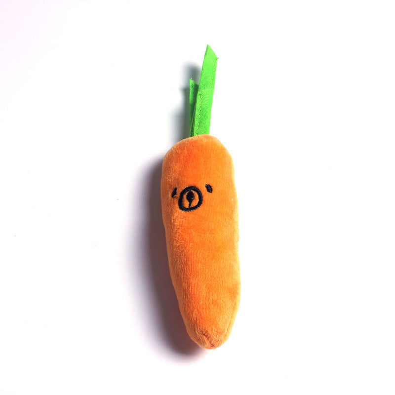 Dog chew toy — plush carrot with dental ridges