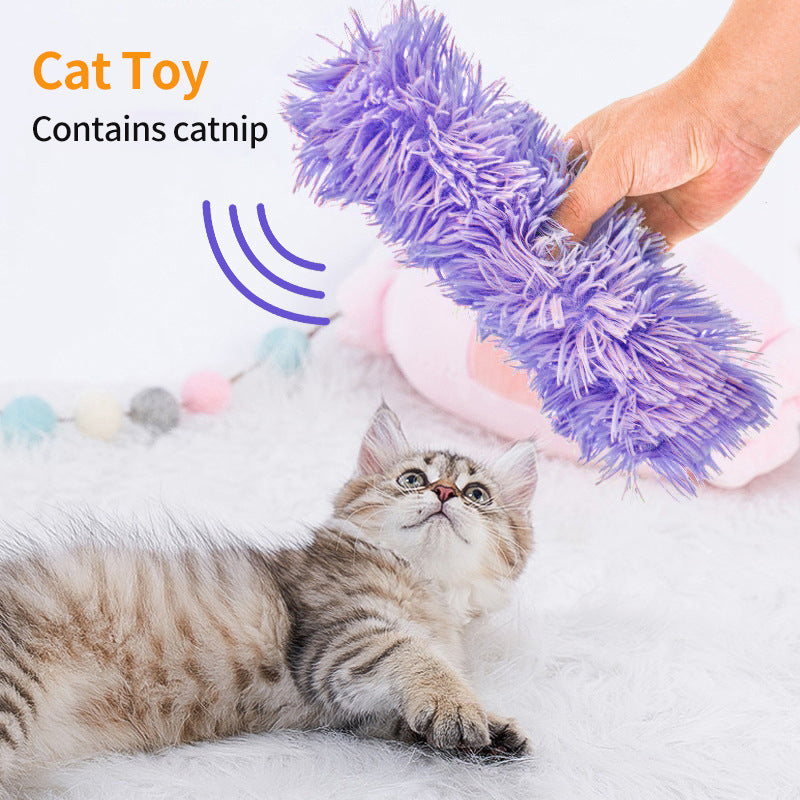 Cat chew toy — plush soft material and texture close-up