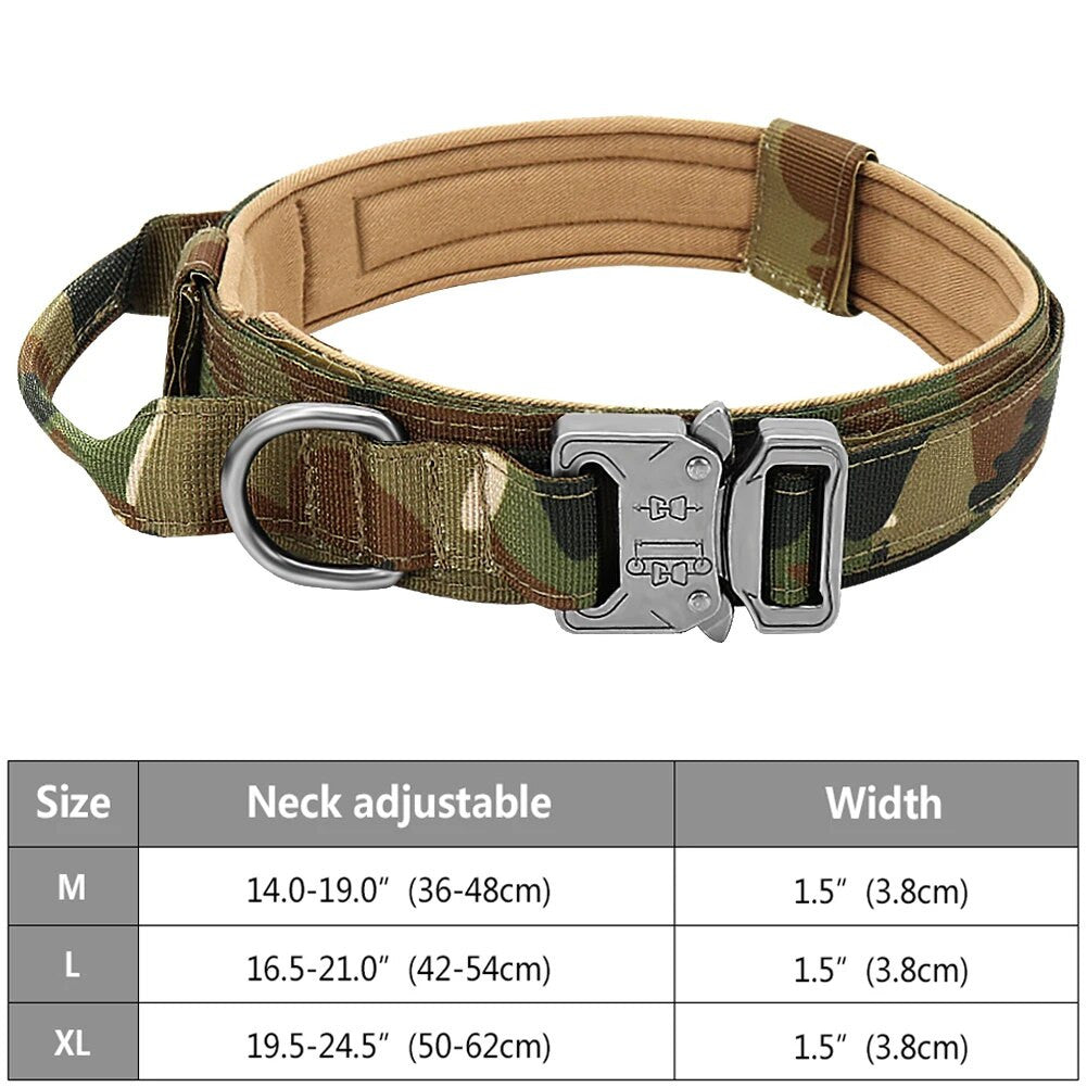 Tactical nylon dog collar in Camouflage — sturdy military-grade clip